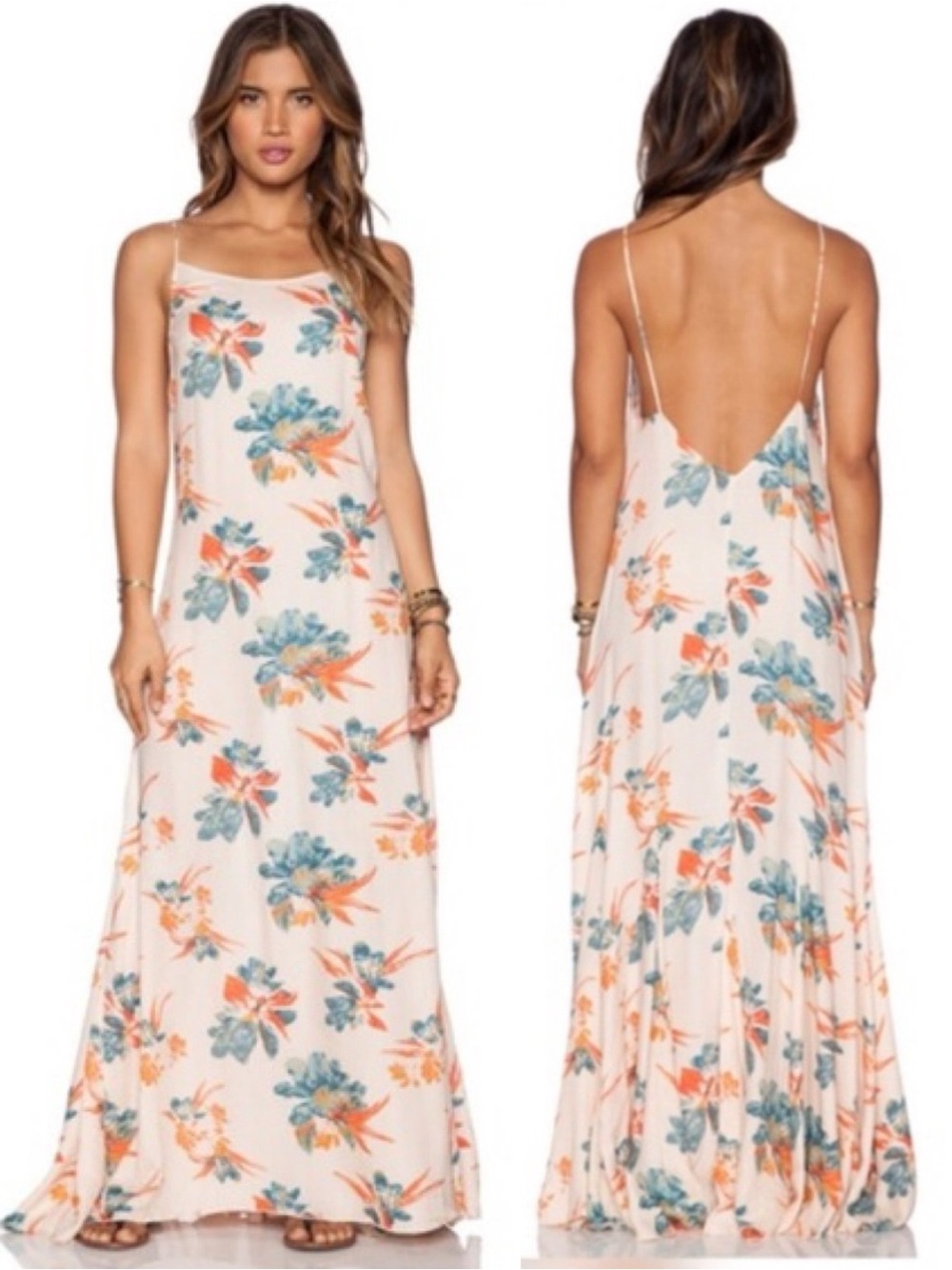 Free People Star Chasing Floral Slip Maxi Dress XS Boho Cottagecore Low Back - Picture 3 of 16